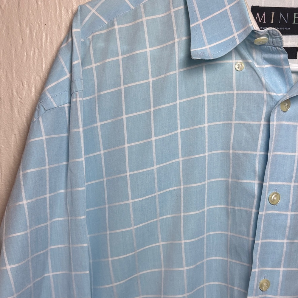 Mine Light Blue Plaid Button Down Long Sleeve Men's Shirt Size XL - Picture 5 of 16